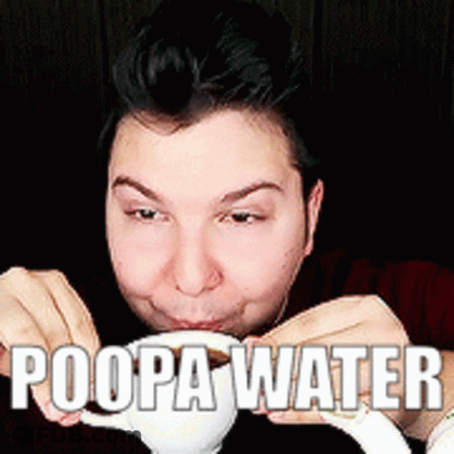 Man Drinking Poopa Water From White Mug GIF