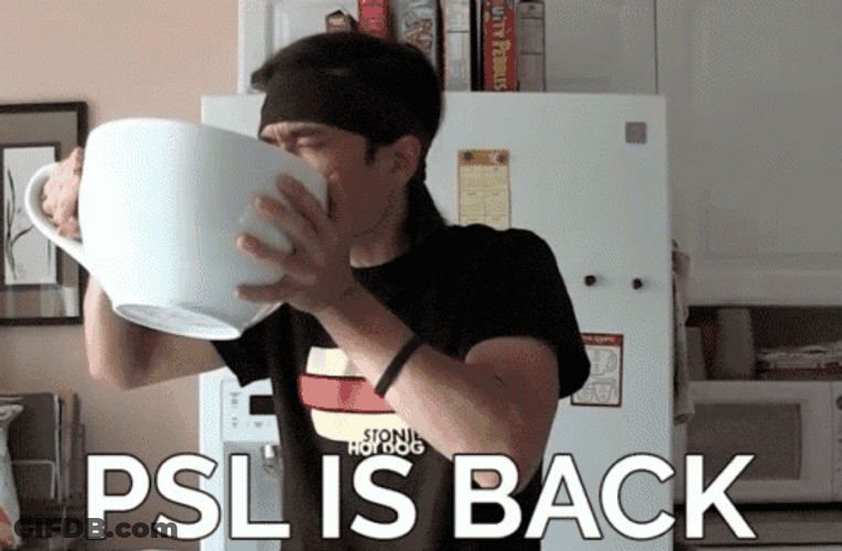 Man Drinking Psl From Gigantic Mug GIF