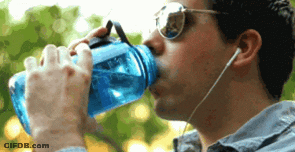 Man Drinking Water Blue Tumbler GIF