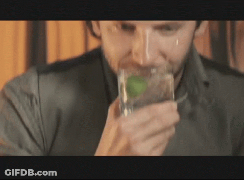 Man Drinking Water With Mint Leaf GIF