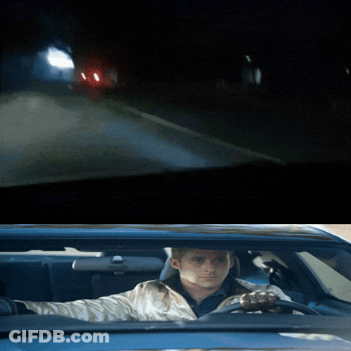 Man Driving Car At Night GIF