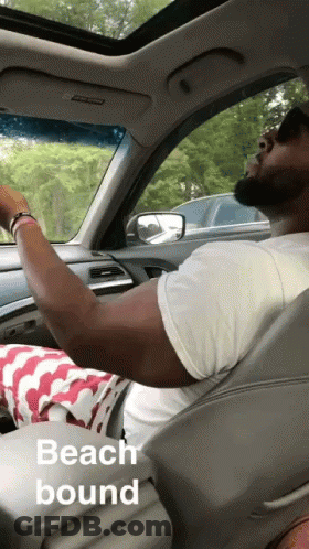 Man Driving Car Beach Bound GIF