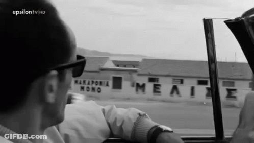 Man Driving Car Black And White Epsilon TV HD GIF