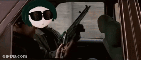 Man Driving Car Holding Gun GIF