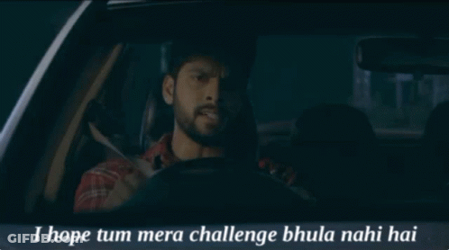 Man Driving Car I Hope Tum Mera Challenge Bhula Nahi Hai GIF