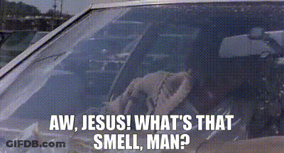 Man Driving Car Saying Aw Jesus What's That Smell GIF