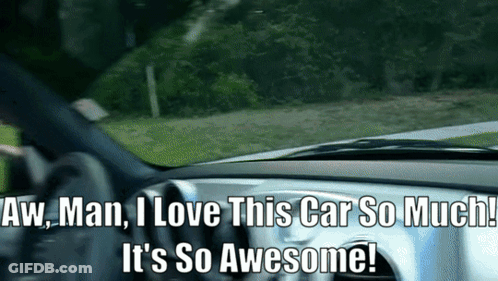 Man Driving Car Saying Aw Man I Love This Car So Much GIF