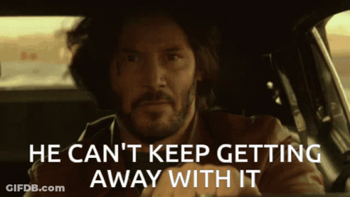 Man Driving Car Saying He Can't Keep Getting Away With It GIF