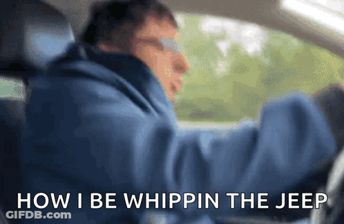 Man Driving Car Saying How I Be Whippin The Jeep GIF