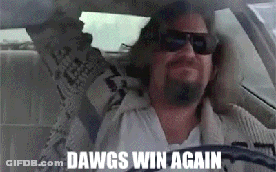 Man Driving Car Says Dawgs Win Again GIF