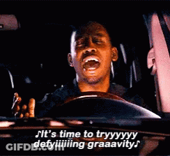 Man Driving Car Time To Try Yy Defyiiiing Graaaivity GIF