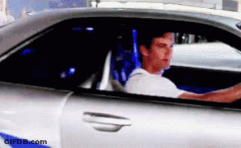 Man Driving Car With Blue Seat GIF