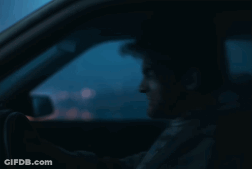Man Driving Car With Mouth Open GIF