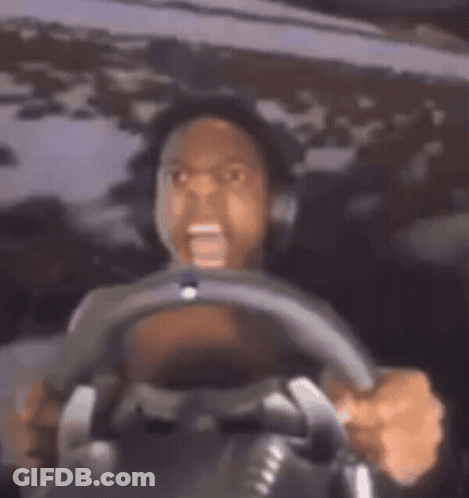 Man Driving Car With Mouth Open GIF