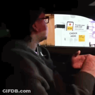 Man Driving Car With Order Here Sign GIF