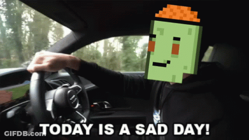 Man Driving Car With Pixelated Face Saying Today Is A Sad Day GIF