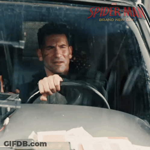 Man Driving Car With Spider-Man GIF