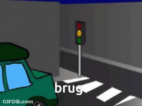 Man Driving Car With Word Brug GIF