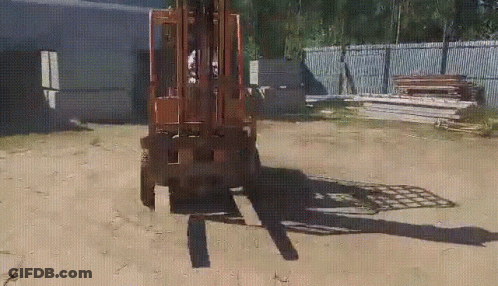 Man Driving Forklift Hop On Furry GIF
