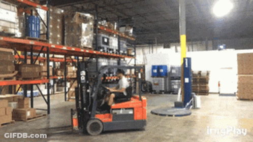 Man Driving Forklift In Warehouse Saying Imgplay GIF