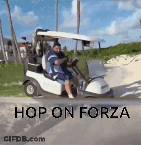 Man Driving Golf Cart Hop On Forza GIF