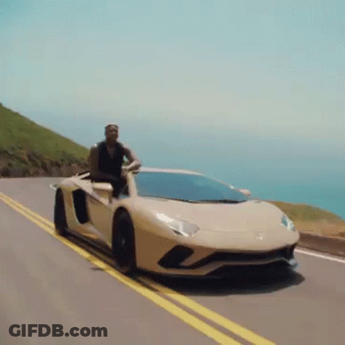 Man Driving Lamborghini Aventador Ha Ha GIF
