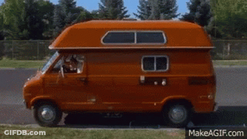 Man Driving Orange Van Saying Dang It GIF