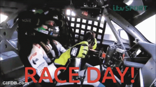 Man Driving Race Car With Race Day GIF