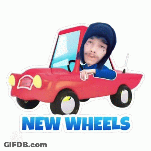 Man Driving Red Car New Wheels GIF