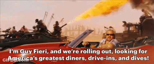 Man Driving Red Convertible Saying I'm Guy Fieri And We're Rolling Out GIF