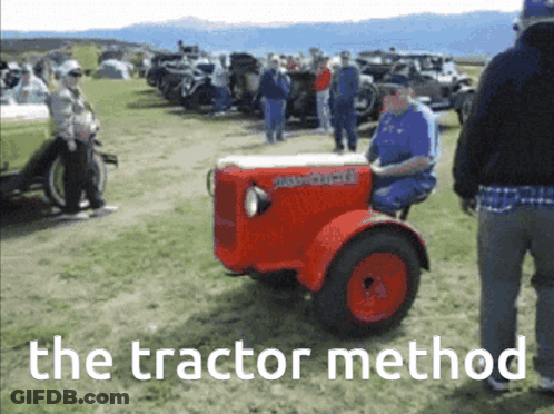 Man Driving Red Tractor The Tractor Method GIF