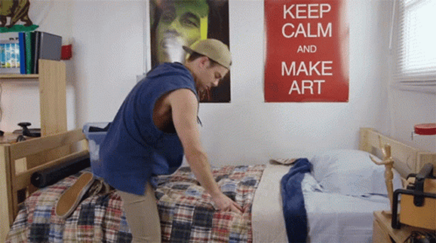 Man Dry Hump Moves In Bed GIF