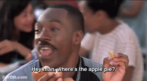 Man Eating Apple Pie Saying Where GIF