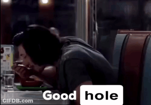 Man Eating At Diner With Good Hole Above GIF