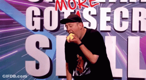 Man Eating Banana Near More Go Secret Still Sign GIF