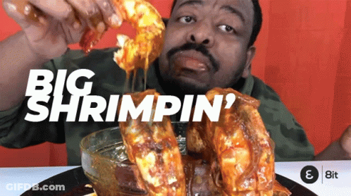 Man Eating Big Shrimpin GIF