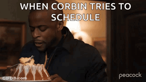 Man Eating Cake With Peacock Logo GIF