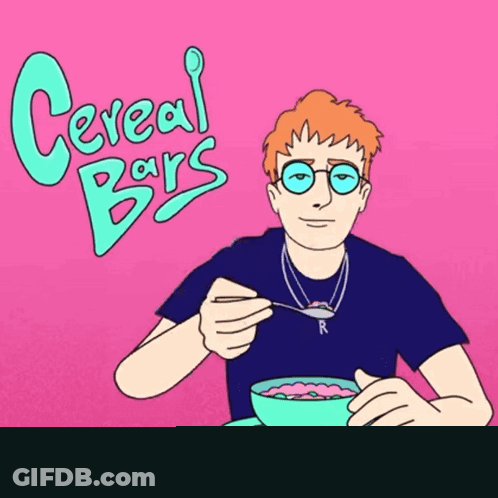 Man Eating Cereal Bars GIF