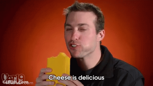 Man Eating Cheese With Cheese Is Delicious GIF