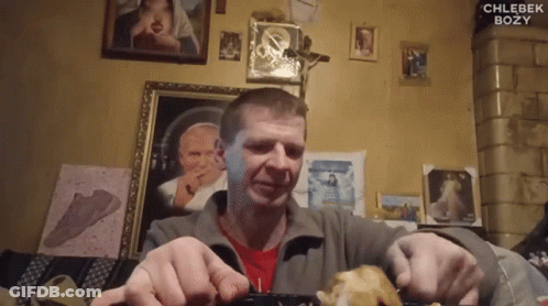 Man Eating Chicken Before Pope John Paul II GIF