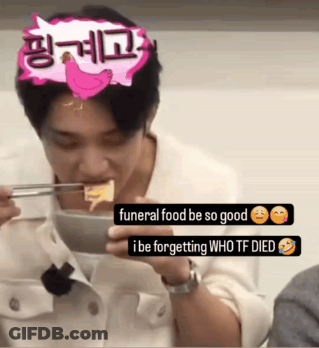 Man Eating Chopsticks Funeral Food Be So Good GIF
