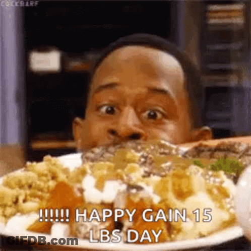 Man Eating Food Happy Gain 15 Lbs Day GIF