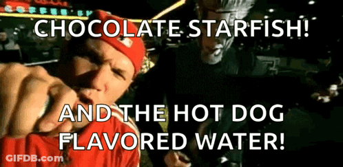 Man Eating Hot Dog Chocolate Starfish Hot Dog Flavored Water GIF