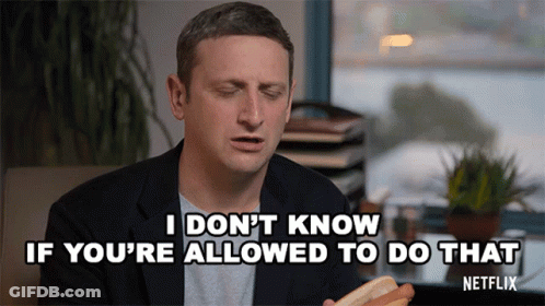 Man Eating Hot Dog Saying I Don't Know If You're Allowed To Do That GIF
