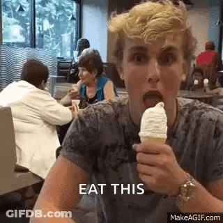 Man Eating Ice Cream Cone GIF