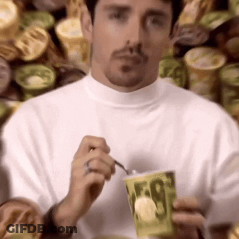 Man Eating Ice Cream From Cup 69 GIF