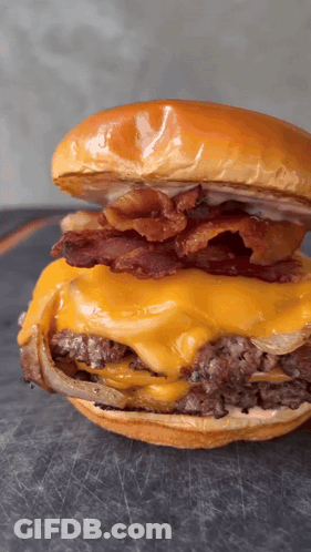 Man Eating Large Hamburger GIF