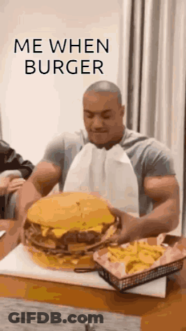 Man Eating Large Hamburger GIF
