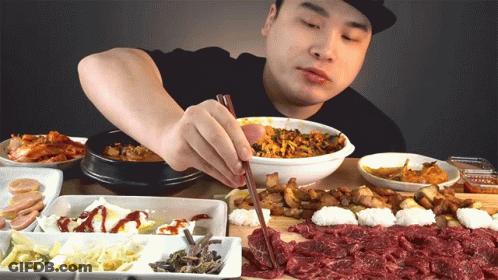 Man Eating Meal With Chopsticks GIF
