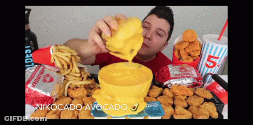 Man Eating Pepperoni Pizza With Garlic Sauce GIF